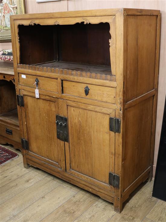 A Chinese hardwood cupboard W.110cm